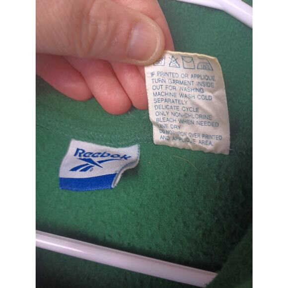 Vintage 90s Green Reebok Oversized Fleece Full Zip Sweatshirt Men's Size XL - Picture 4 of 5